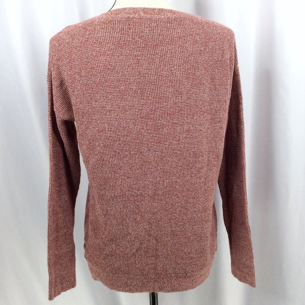 Natural Reflections Lace Up Neck Ribbed Sweater Women's Size Small Rust Red - Picture 3 of 8